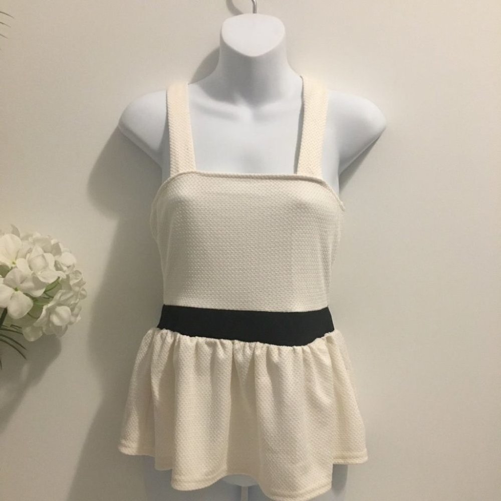 Criss Cross Peplum  White Top Size small